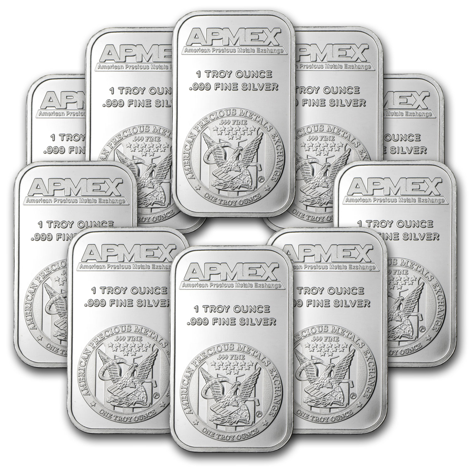Lot of 10 - 1 oz Silver Bar by APMEX .999 Fine | eBay